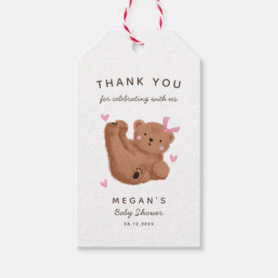 Etiqueta Para Presente Chá de fraldas De Garota De Urso Bonito Obrigado