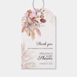 Etiqueta Para Presente Chá de fraldas de Garota Floral Boho Pampas Grass