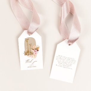 Etiqueta Para Presente Chá de fraldas de Girafa de Grass Grass, Rosa Bebê