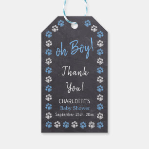 Etiqueta Para Presente Chá de fraldas de impressão de Garoto Azul Quadr