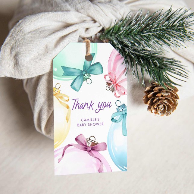 Etiqueta Para Presente Chá de fraldas de inverno (Winter Colorful Baby Shower Thank you tags)
