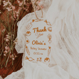 Etiqueta Para Presente Chá de fraldas de legumes cultivados localmente