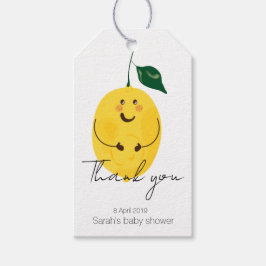 Etiqueta Para Presente Chá de fraldas de limão grávida "Obrigado"