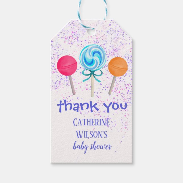 Etiqueta Para Presente Chá de fraldas de Lollipops Chic Boho (Frente)