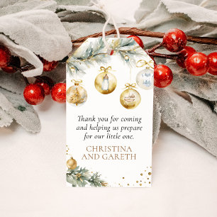 Etiqueta Para Presente Chá de fraldas de Natal Obrigado Por Favor