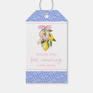 Etiqueta Para Presente Chá de fraldas de pré-disquete de Arco rosa-limão