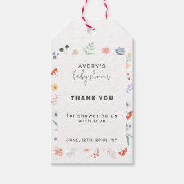 Etiqueta Para Presente Chá de fraldas de quadro de Boho Wildflower mínimo