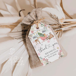 Etiqueta Para Presente Chá de fraldas De Rapariga De Pão Rosa De inverno