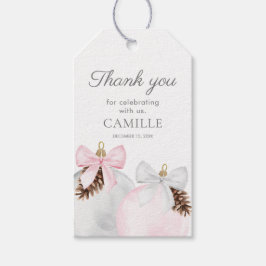 Etiqueta Para Presente Chá de fraldas De Rapariga Rosa De Inverno Obrigad