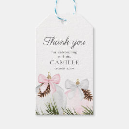 Etiqueta Para Presente Chá de fraldas De Rapariga Rosa De Natal Obrigado