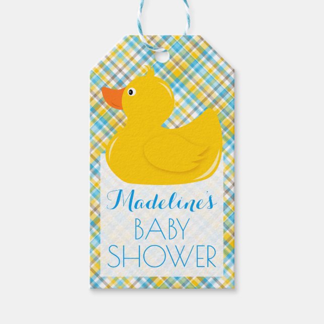 Etiqueta Para Presente Chá de fraldas de Rubber Ducky (Frente)