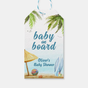 Etiqueta Para Presente Chá de fraldas de surfboard Summer Beach Ocean