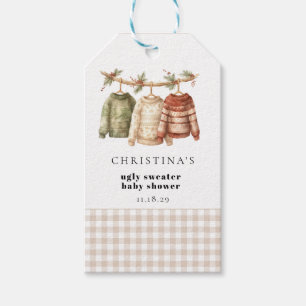 Etiqueta Para Presente Chá de fraldas de Sweater Feio Moderno de inverno