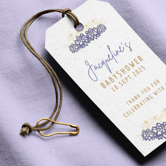 Etiqueta Para Presente Chá de fraldas de tema roxo personalizado Snowman