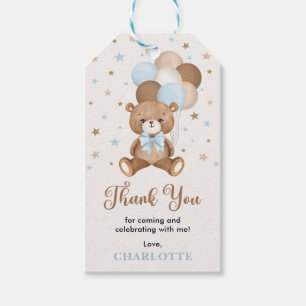 Etiqueta Para Presente Chá de fraldas De Urso Castanho Azul Obrigado