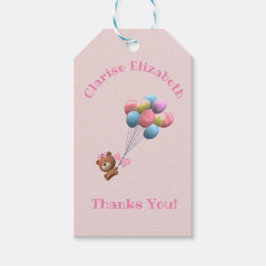 Etiqueta Para Presente Chá de fraldas de Urso Cinto e Balões Obrigado