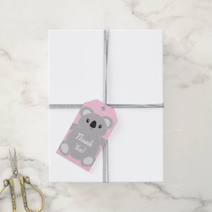 Etiqueta Para Presente Chá de fraldas de Urso Koala Rosa