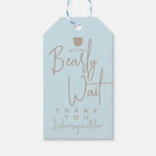Etiqueta Para Presente Chá de fraldas de urso moderno minimalista