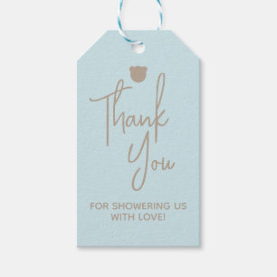 Etiqueta Para Presente Chá de fraldas de urso moderno minimalista