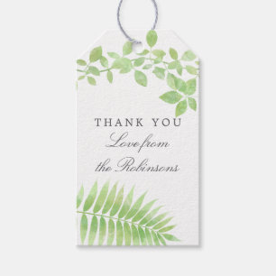 Etiqueta Para Presente Chá de fraldas De Watercolor Greenery Obrigado