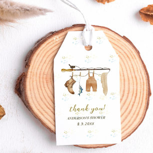 Etiqueta Para Presente Chá de fraldas Derby do pescador Vintage - Obrigad