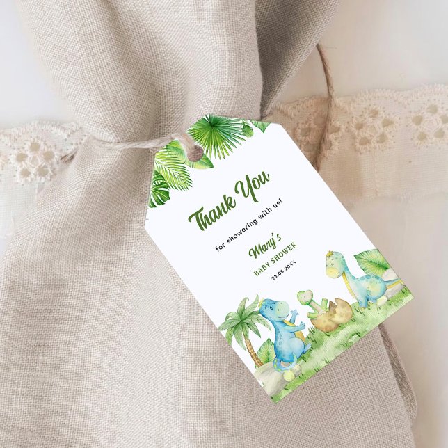 Etiqueta Para Presente Chá de fraldas Dinossauro Obrigado (Criador carregado)