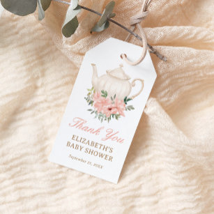Etiqueta Para Presente Chá de fraldas do Floral Tea Party Obrigado