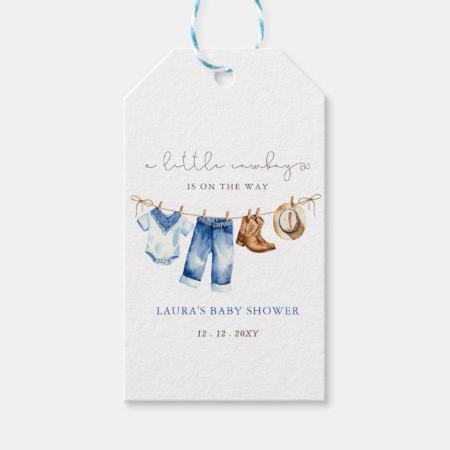 Etiqueta Para Presente Chá de fraldas do Garoto Pequeno (Frente)