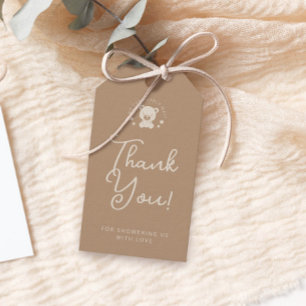 Etiqueta Para Presente Chá de fraldas Do Urso Beige, Obrigado Por Etiquet