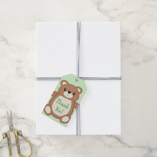 Etiqueta Para Presente Chá de fraldas do Urso de Teddy (Com cordão)