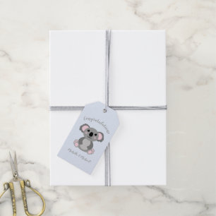 Etiqueta Para Presente Chá de fraldas do Urso Koala Blue