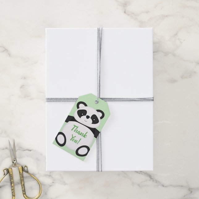 Etiqueta Para Presente Chá de fraldas do Urso Panda (Com cordão)