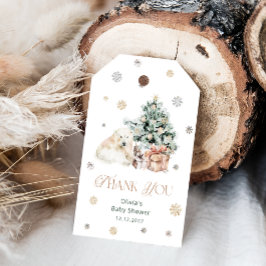 Etiqueta Para Presente Chá de fraldas Do Urso Polar Frio Fora Obrigado