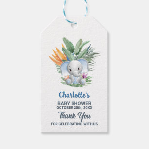Etiqueta Para Presente Chá de fraldas Elefante Baby Boy Obrigado