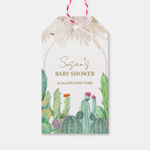 Etiqueta Para Presente Chá de fraldas Elegante Boho Western Cactus Arch
