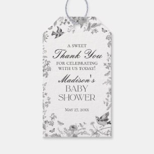 Etiqueta Para Presente Chá de fraldas Floral Black Toile De Jouy Favorito