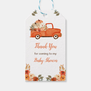 Etiqueta Para Presente Chá de fraldas Floral Pumpkin Truck