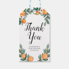 Etiqueta Para Presente Chá de fraldas Gêmeo Laranja Obrigado
