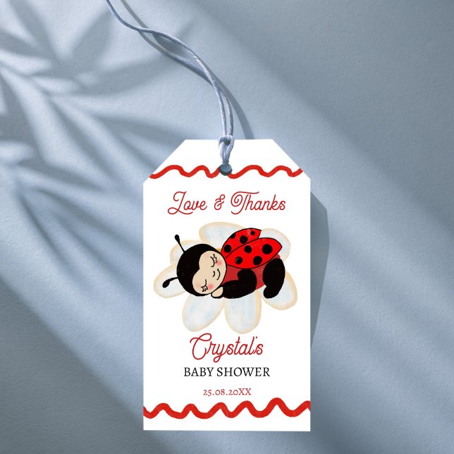 Etiqueta Para Presente Chá de fraldas Ladybug (Ladybug baby shower customized thank you favor gift tags cute ladybug on a daisy favor tags)