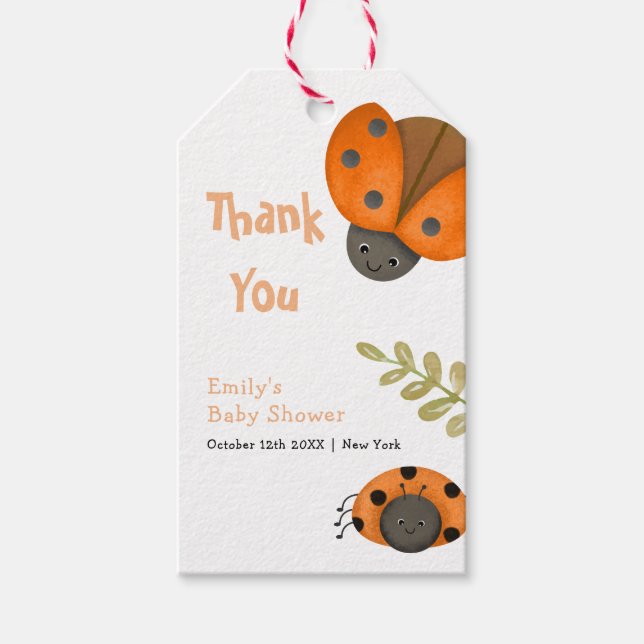 Etiqueta Para Presente Chá de fraldas Ladybug da Floresta (Frente)