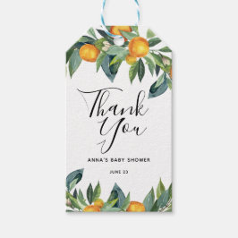 Etiqueta Para Presente Chá de fraldas Laranja Obrigado Marca Favor