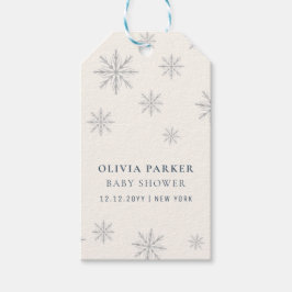 Etiqueta Para Presente Chá de fraldas Minimalista Boho Winter Snowflake