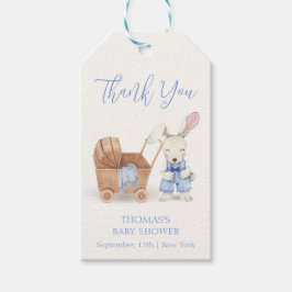 Etiqueta Para Presente Chá de fraldas Minimista Boho Stroller Rabbit Boy