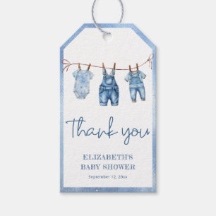 Etiqueta Para Presente Chá de fraldas Moderno Blue Jean Baby Denim Obriga