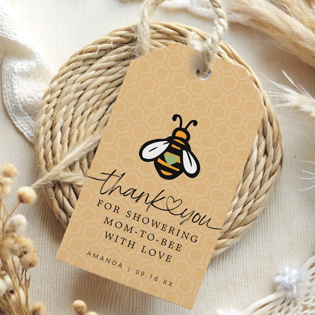 Etiqueta Para Presente Chá de fraldas Moderno Mãe-Abelha (Modern Mom-To-bee Baby Shower Gift Tags)