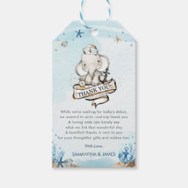 Etiqueta Para Presente Chá de fraldas Náutico De Elefante Cute Obrigado