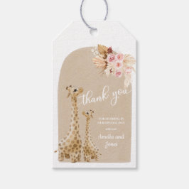 Etiqueta Para Presente Chá de fraldas Neutral Pampas Grass Giraffe