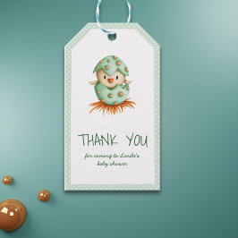 Etiqueta Para Presente Chá de fraldas neutro de pássaros verdes Obrigado
