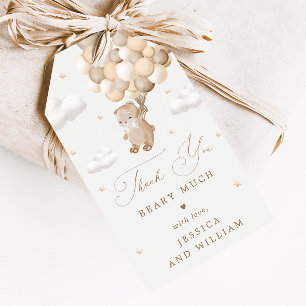 Etiqueta Para Presente Chá de fraldas neutro do urso de película