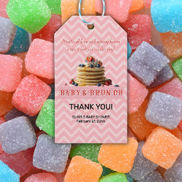 Etiqueta Para Presente Chá de fraldas Pancakes de Morango Rosa e Brunei